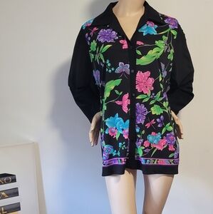 Floral Black Button-Up Shirt